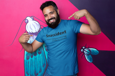 "Snaccident. (noun) Eating an entire bags of chips by mistake." - T-Shirt (DT)