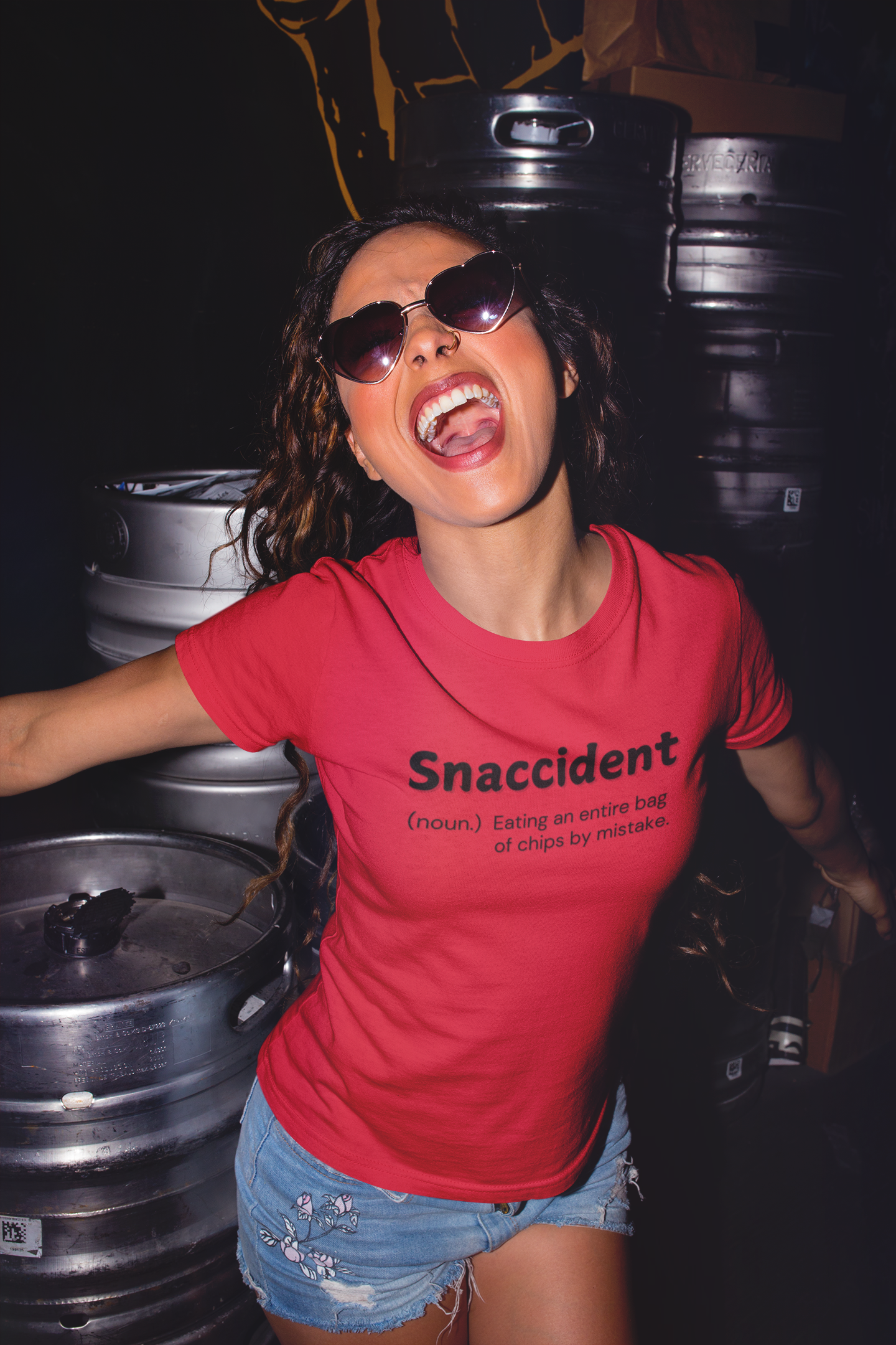 "Snaccident. (noun) Eating an entire bags of chips by mistake." - T-Shirt (DT)