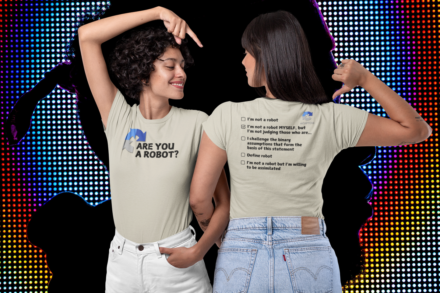 "Are you a Robot?" (Non-Judgemental version) T-Shirt (DT)(Print both sides)