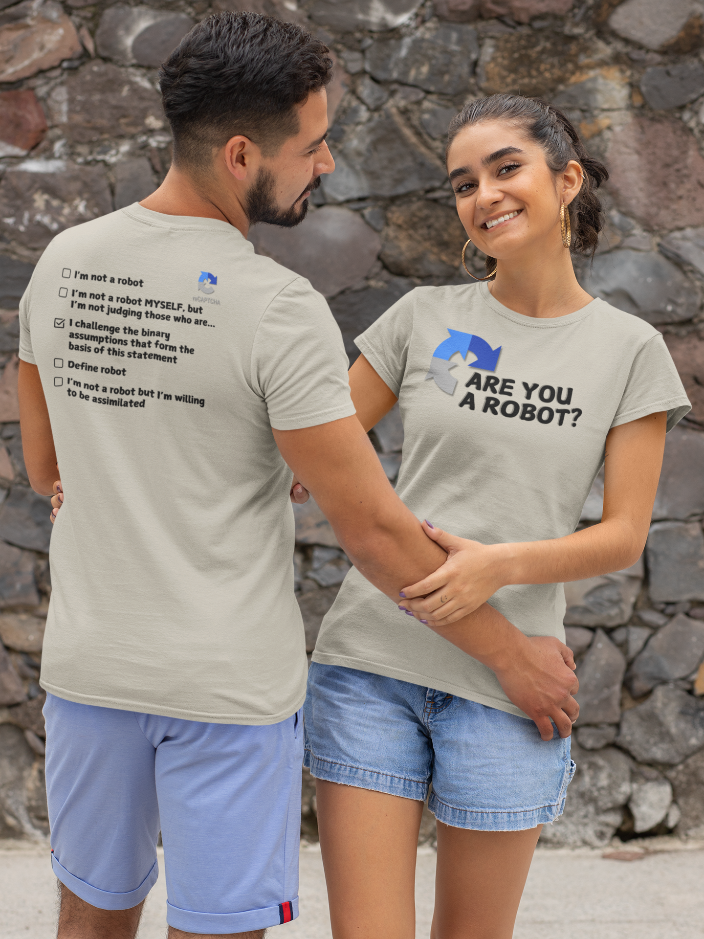 "Are you a Robot?" (Challenge version) T-Shirt (DT)(Print both sides)