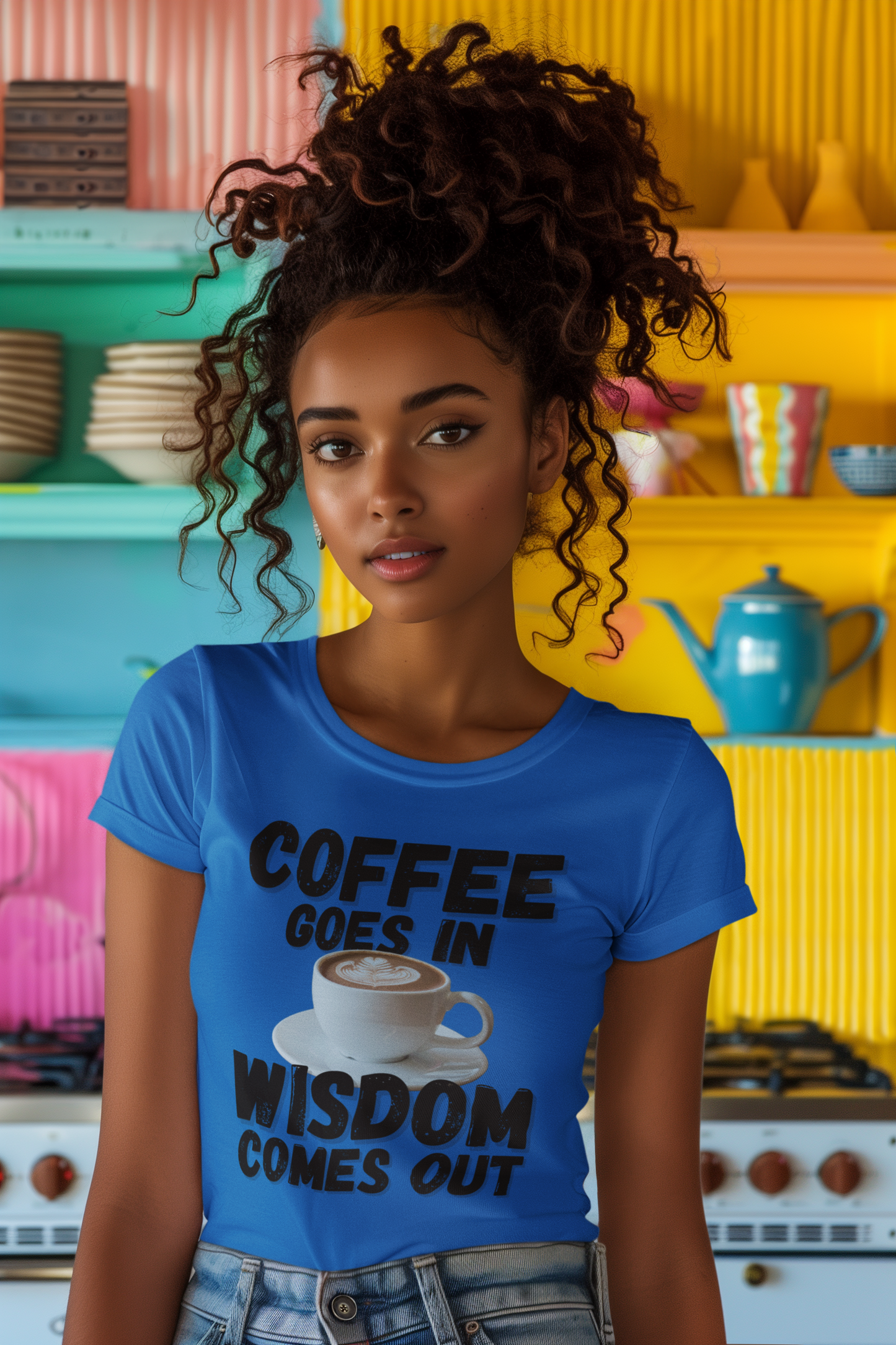 "Coffee Goes In. Wisdom Comes Out" - T-Shirt (DT)