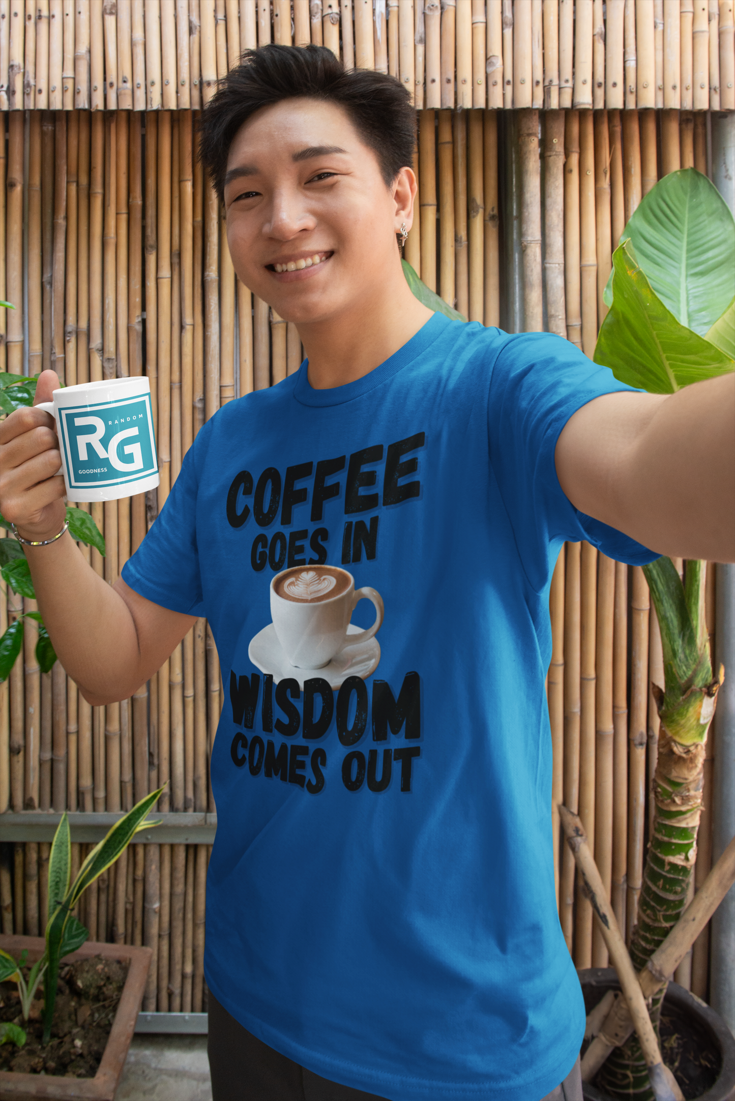 "Coffee Goes In. Wisdom Comes Out" - T-Shirt (DT)