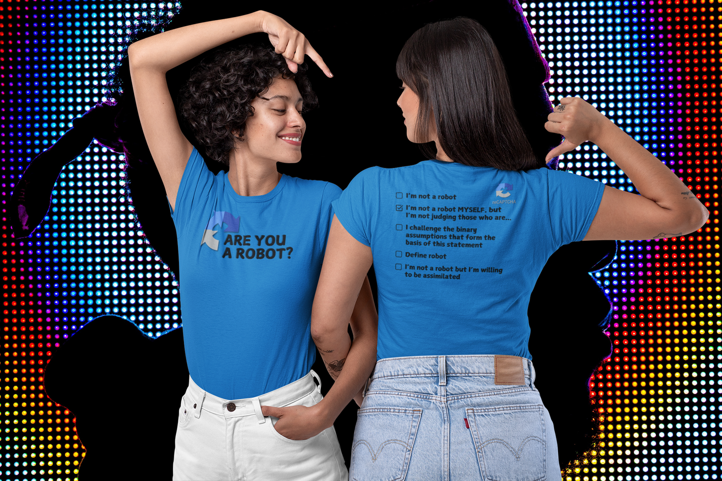 "Are you a Robot?" (Non-Judgemental version) T-Shirt (DT)(Print both sides)