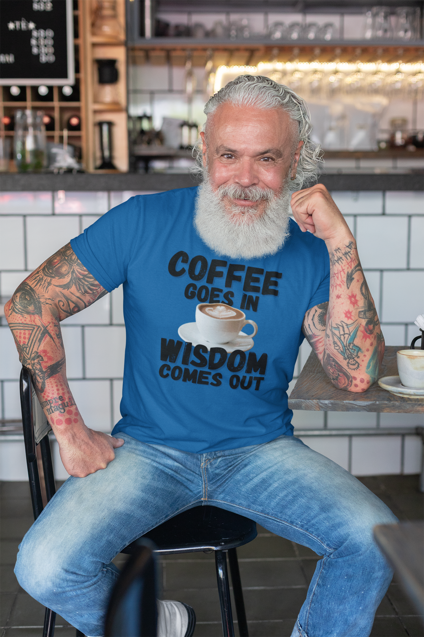 "Coffee Goes In. Wisdom Comes Out" - T-Shirt (DT)