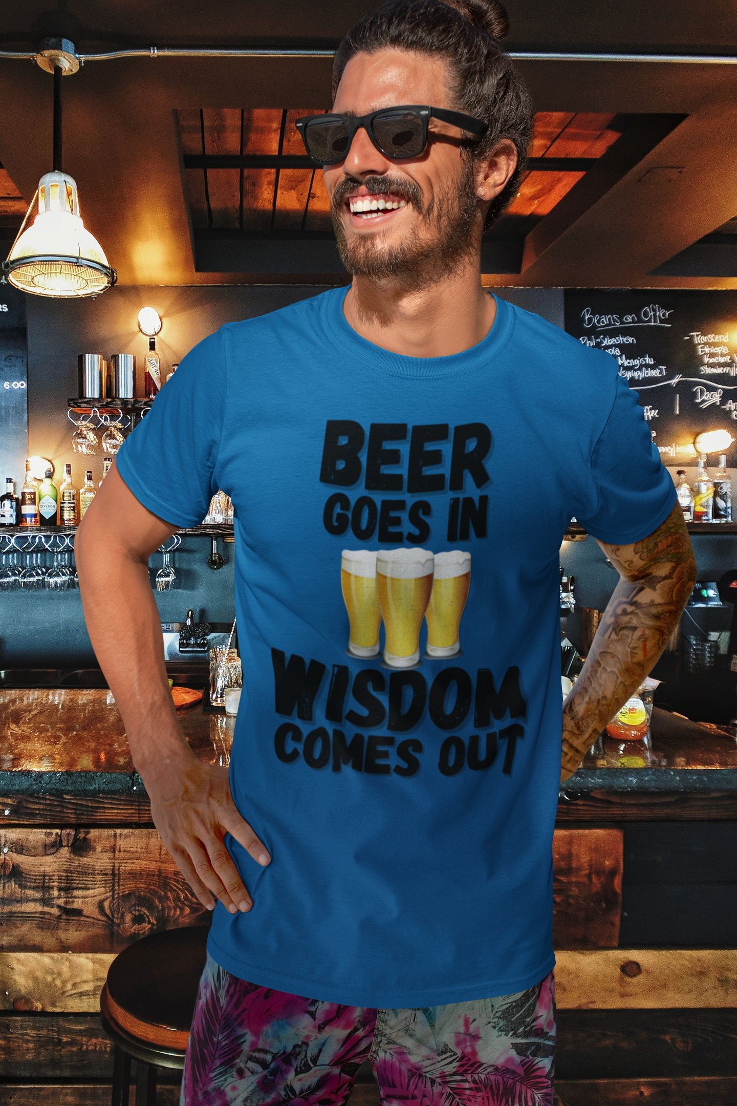 "Beer Goes In. Wisdom Comes Out" - T-Shirt (DT)