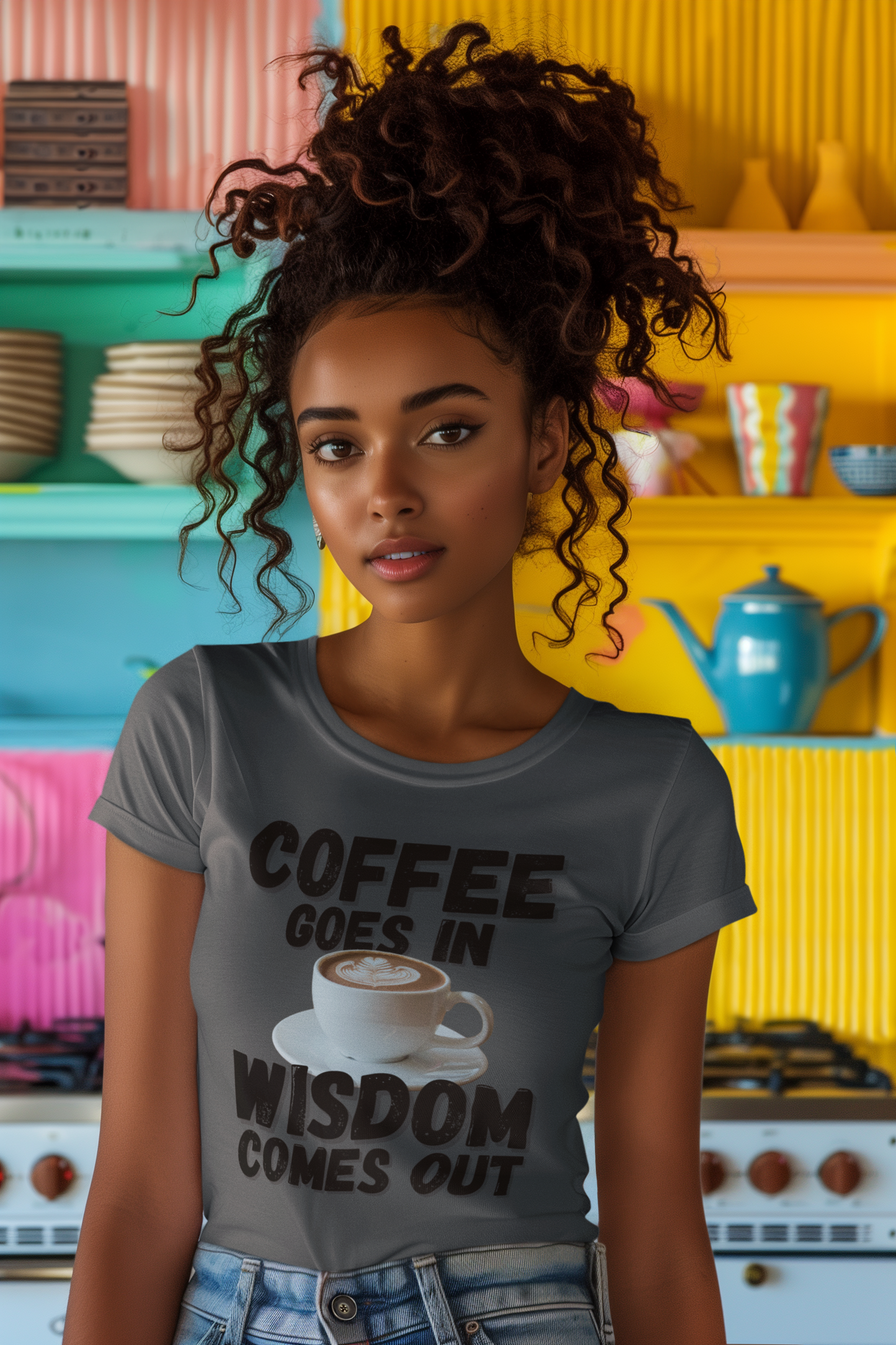 "Coffee Goes In. Wisdom Comes Out" - T-Shirt (DT)