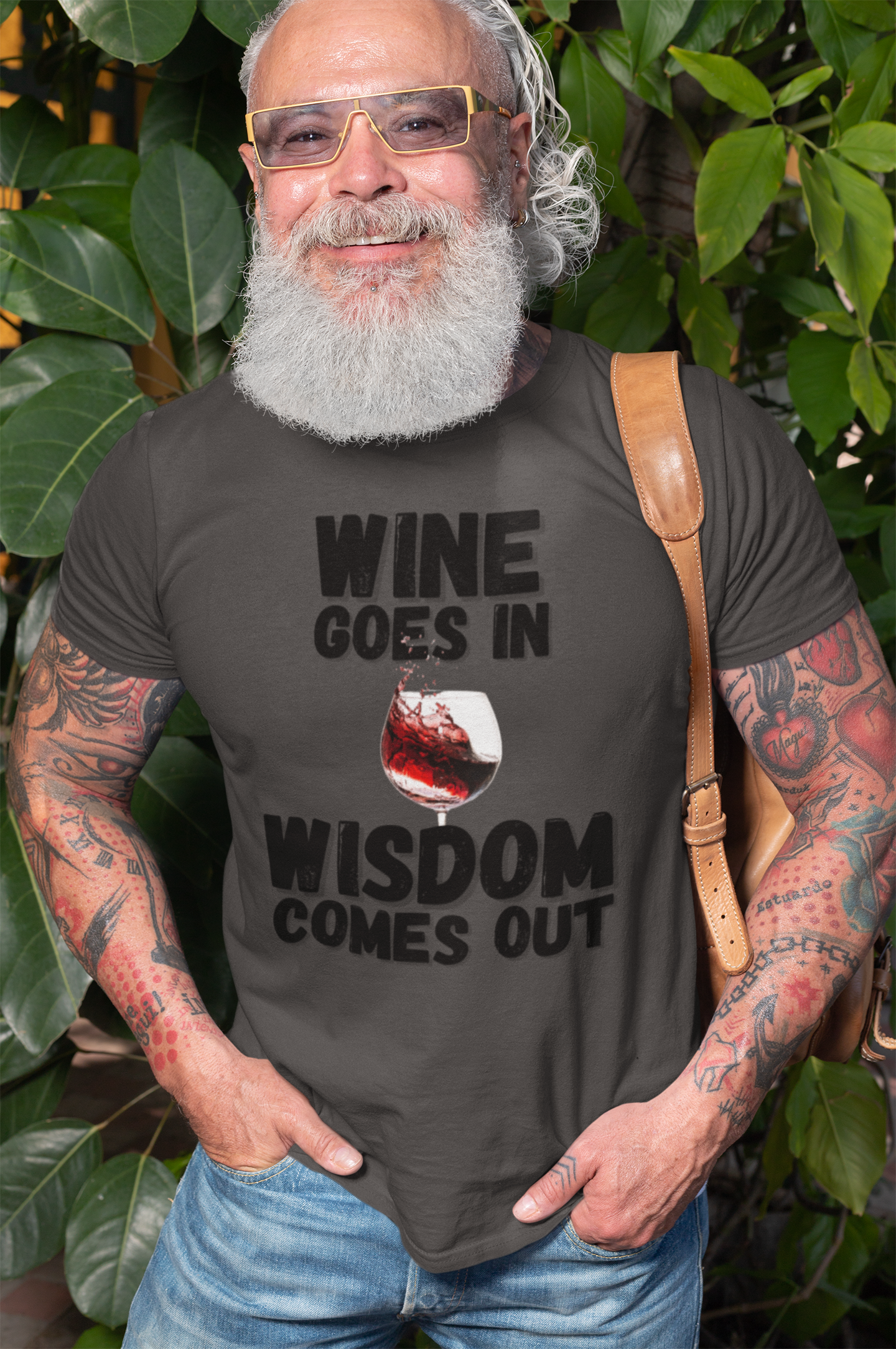 "Wine Goes In. Wisdom Comes Out" - T-Shirt (DT)