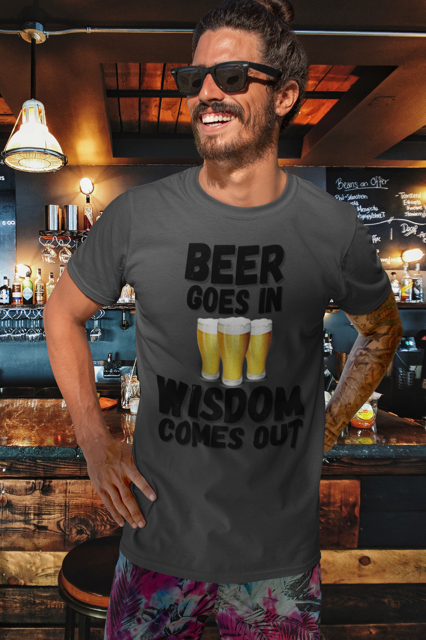 "Beer Goes In. Wisdom Comes Out" - T-Shirt (DT)