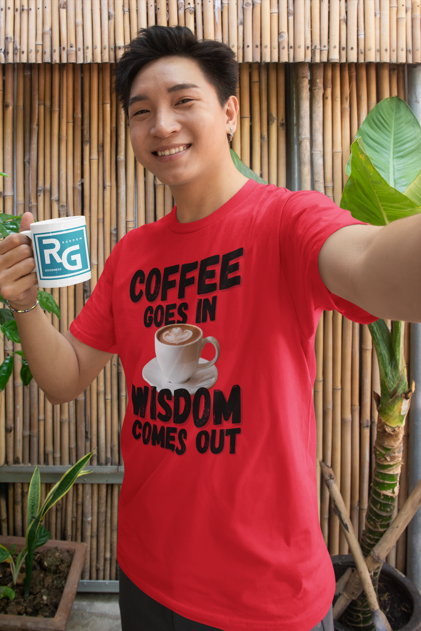 "Coffee Goes In. Wisdom Comes Out" - T-Shirt (DT)