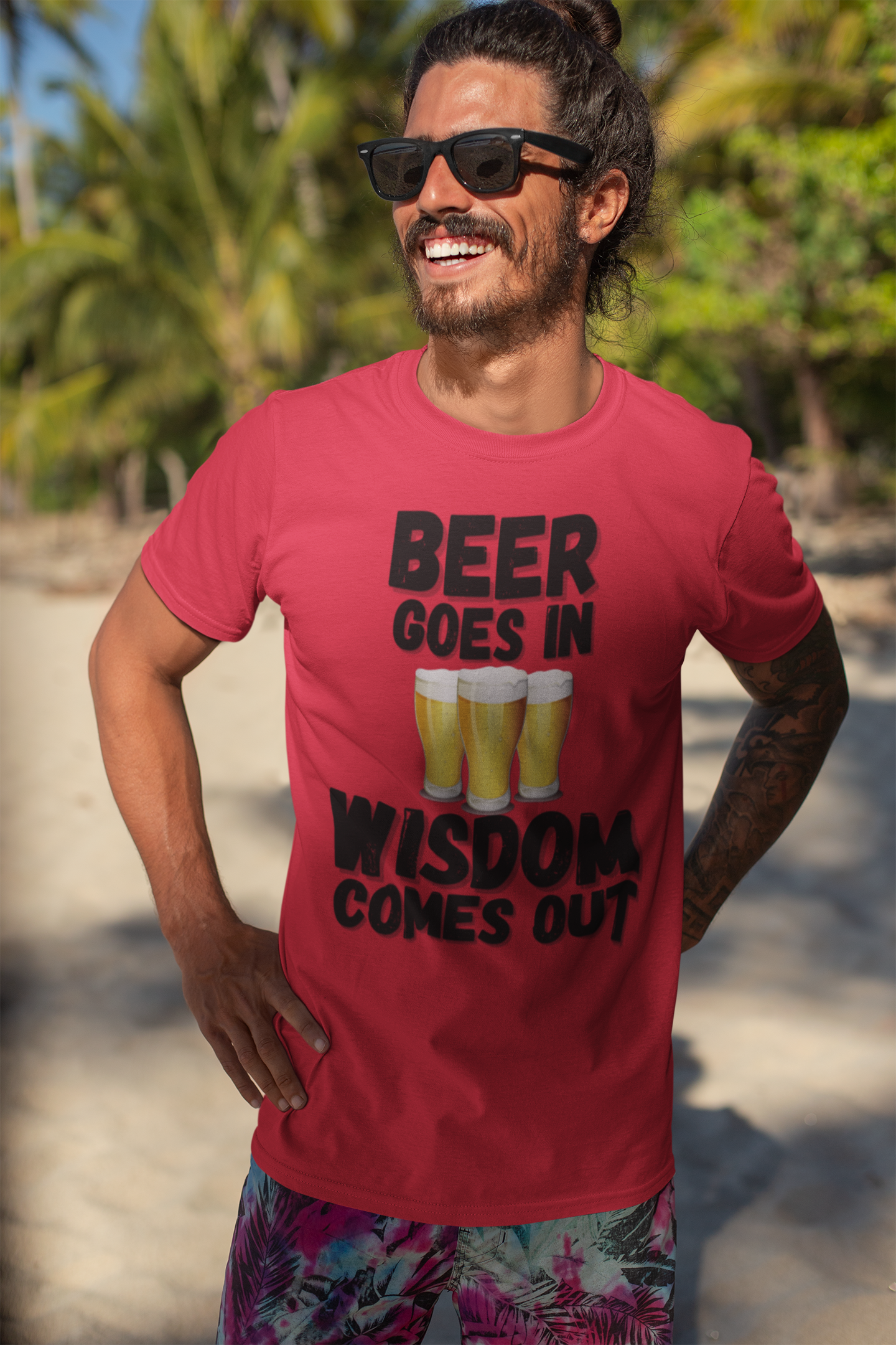 "Beer Goes In. Wisdom Comes Out" - T-Shirt (DT)