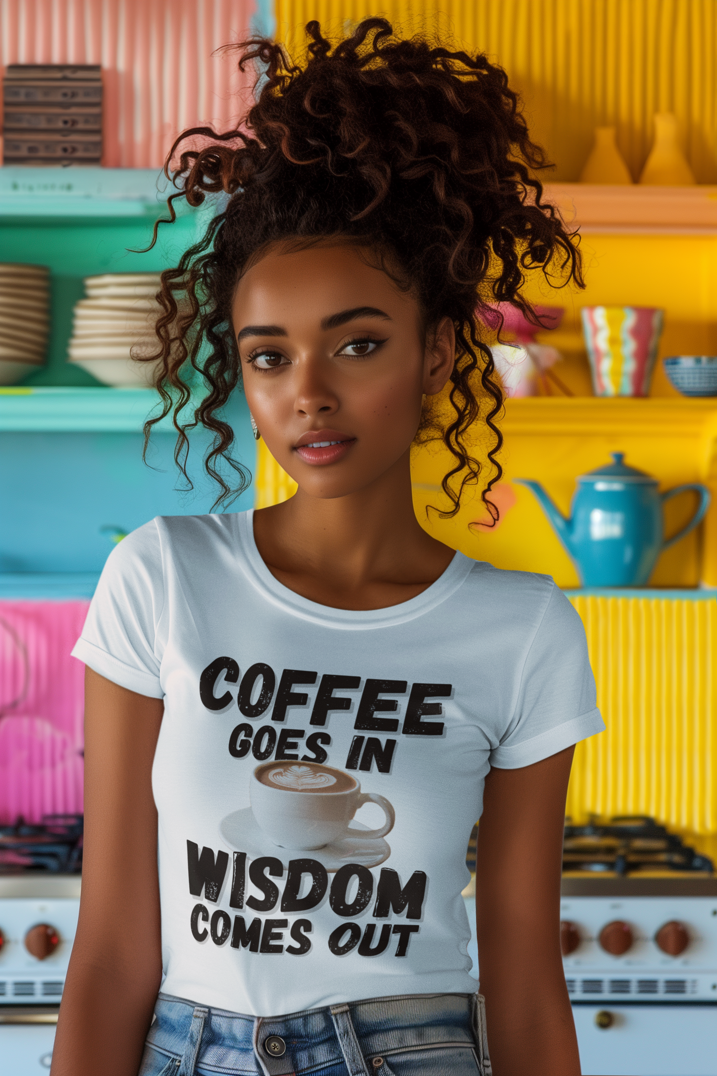 "Coffee Goes In. Wisdom Comes Out" - T-Shirt (DT)