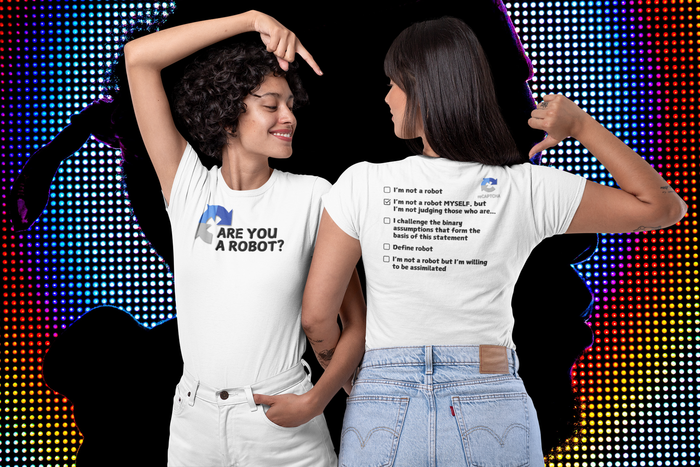 "Are you a Robot?" (Non-Judgemental version) T-Shirt (DT)(Print both sides)