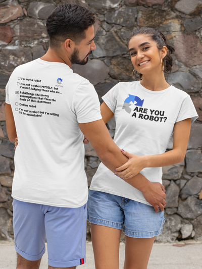 "Are you a Robot?" (Challenge version) T-Shirt (DT)(Print both sides)