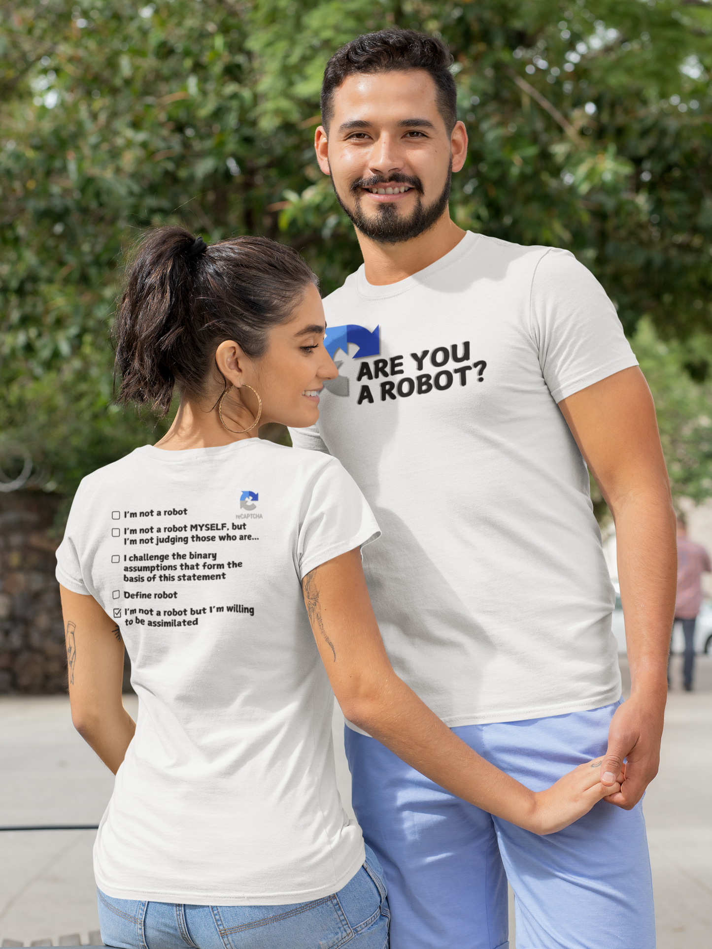 "Are you a Robot?" (Borg Version) T-Shirt (DT)(Print both sides)