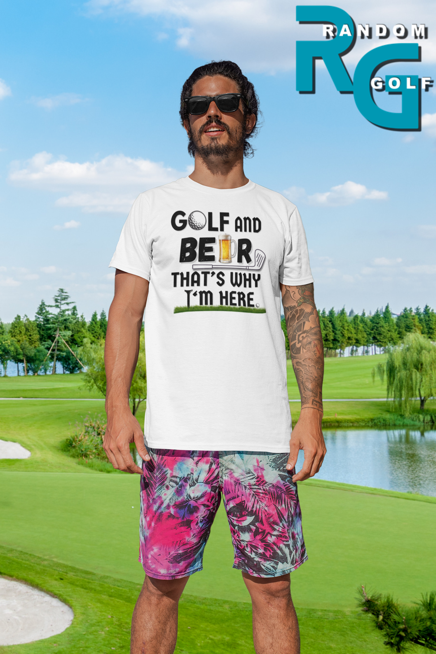 "Golf and Beer. That's Why I'm Here" - T-Shirt (DT)