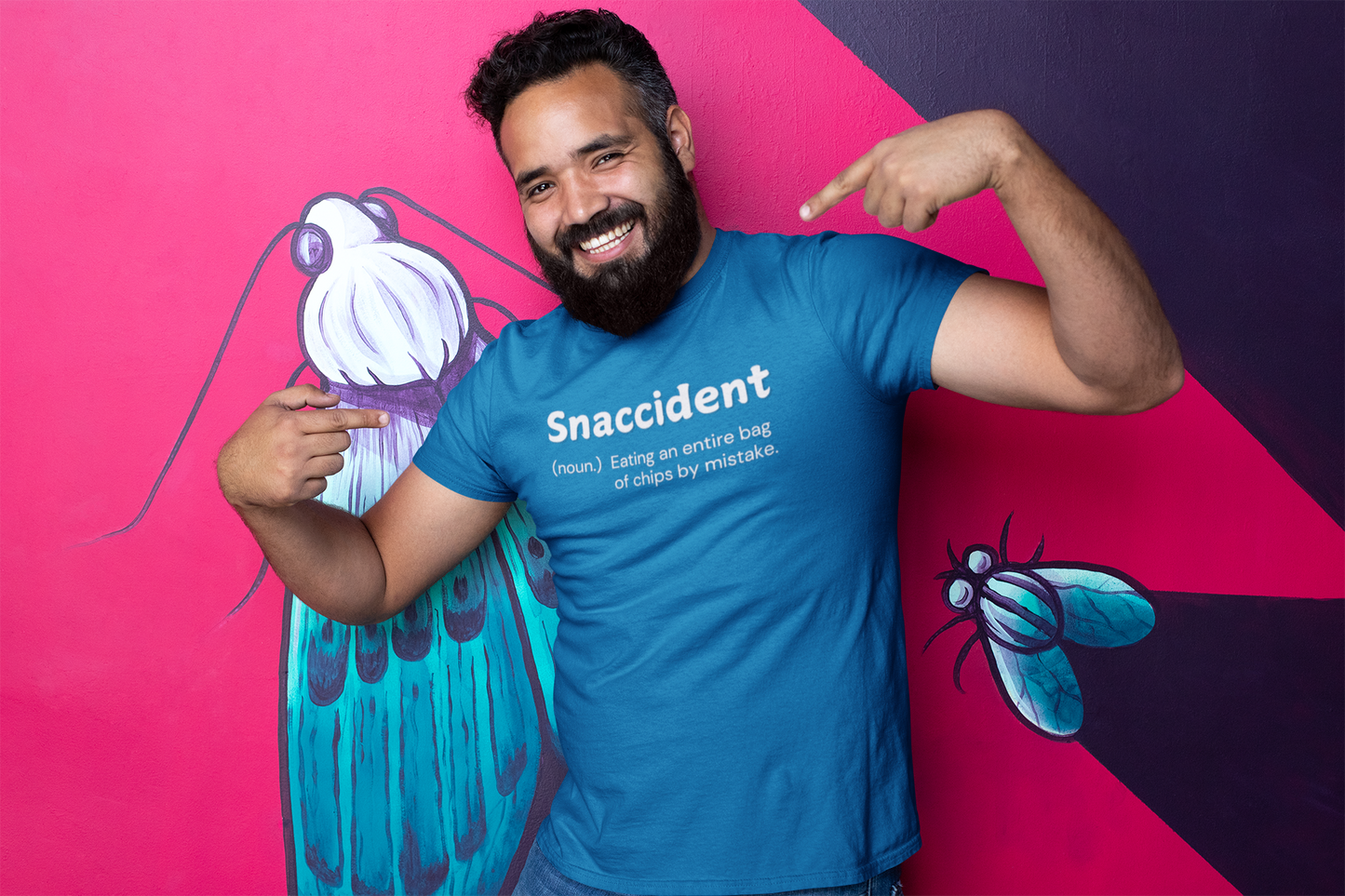 "Snaccident. (noun) Eating an entire bags of chips by mistake." - T-Shirt (LT)