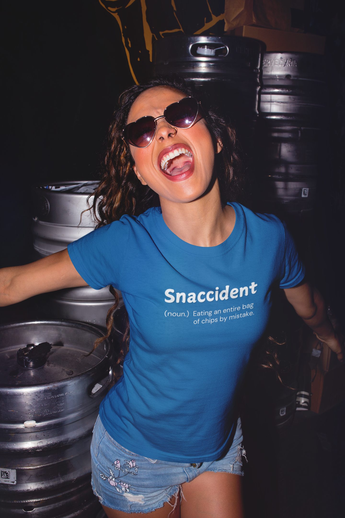 "Snaccident. (noun) Eating an entire bags of chips by mistake." - T-Shirt (LT)