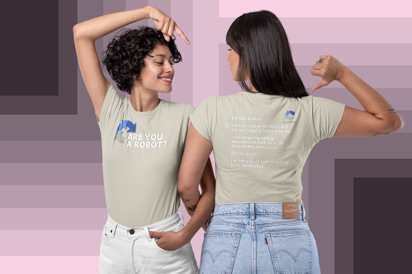 "Are you a Robot?" (Non-Judgemental version) T-Shirt (LT)(Print both sides)
