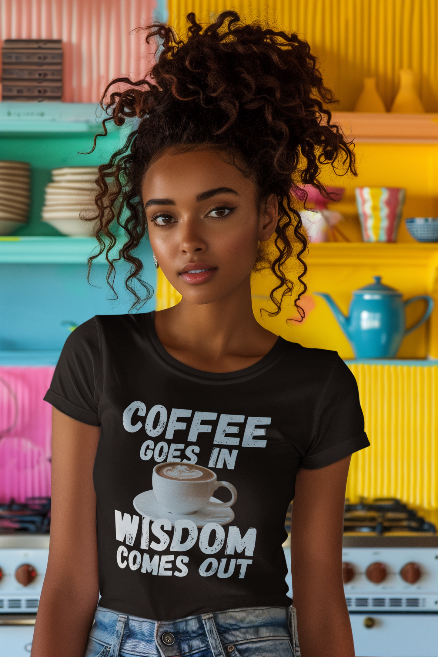 "Coffee Goes In. Wisdom Comes Out" - T-Shirt (LT)