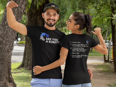 "Are you a Robot?" (Challenge version) T-Shirt (LT)(Print both sides)