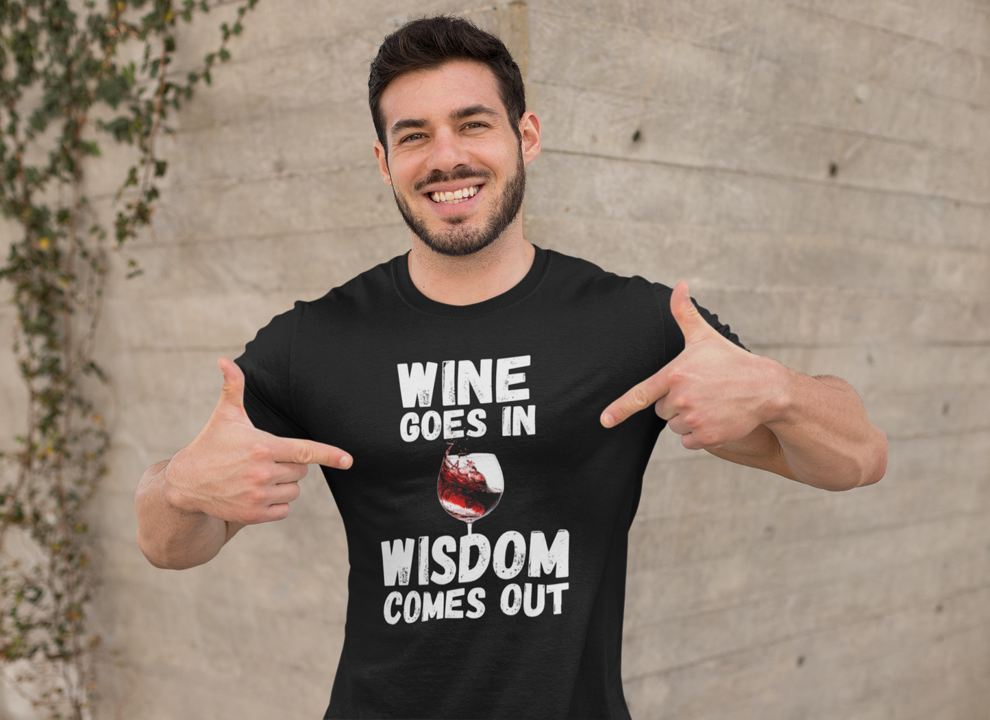 "Wine Goes In. Wisdom Comes Out" - T-Shirt (LT)