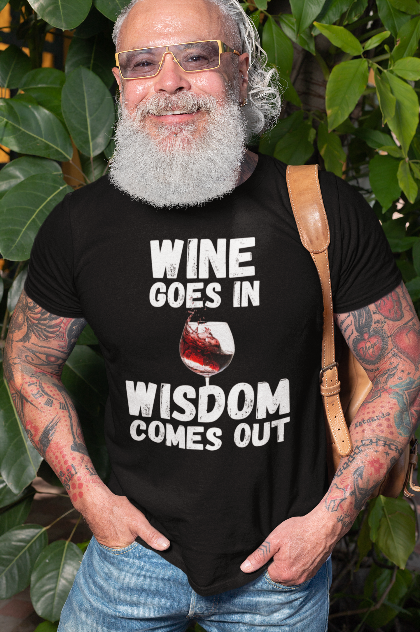 "Wine Goes In. Wisdom Comes Out" - T-Shirt (LT)