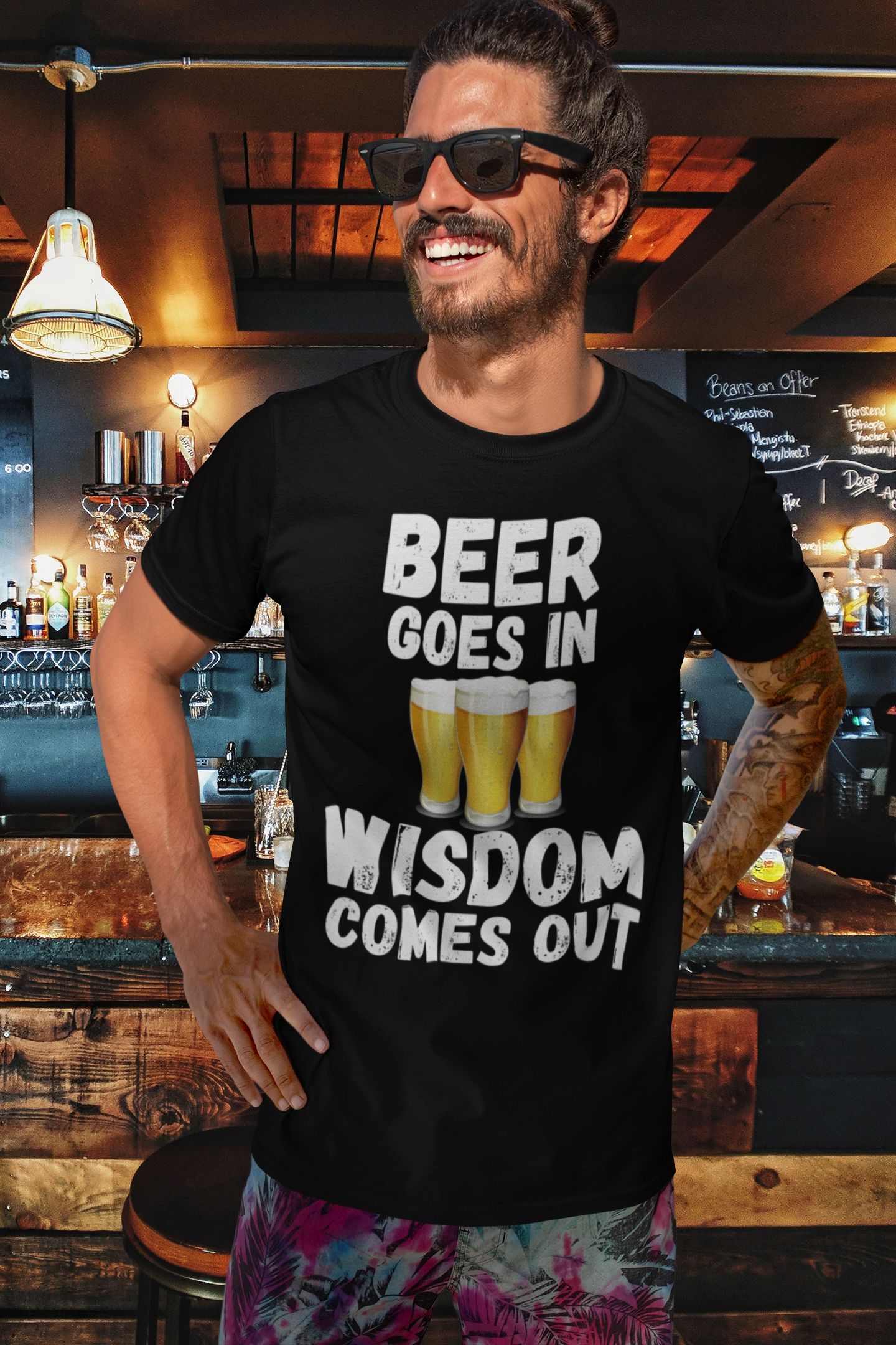 "Beer Goes In. Wisdom Comes Out" - T-Shirt (LT)