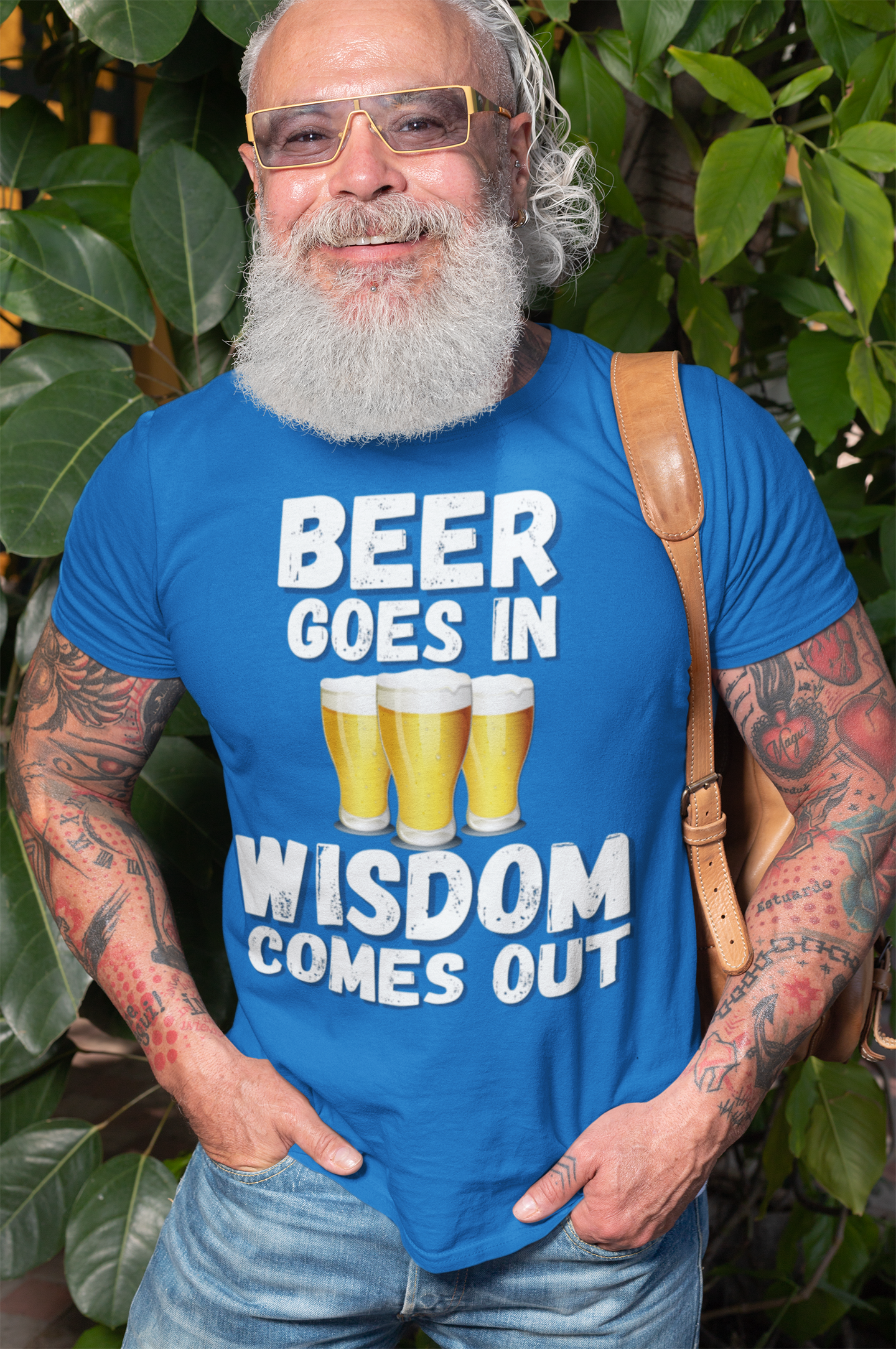 "Beer Goes In. Wisdom Comes Out" - T-Shirt (LT)
