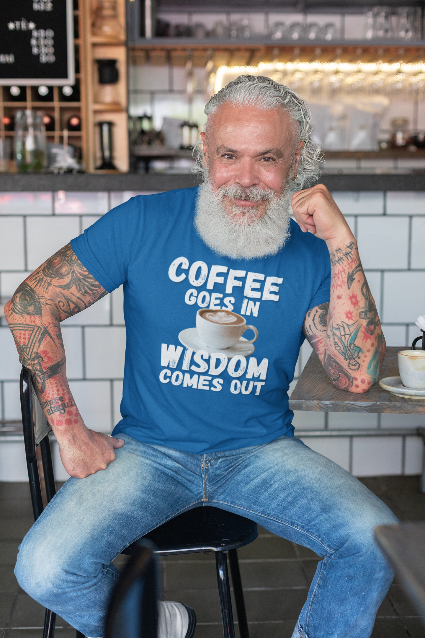 "Coffee Goes In. Wisdom Comes Out" - T-Shirt (LT)