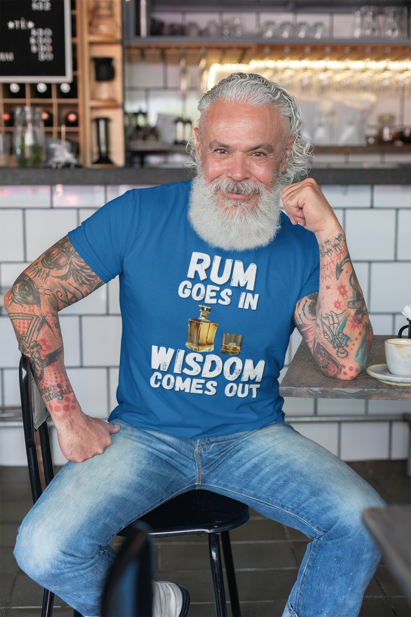 "Rum Goes In. Wisdom Comes Out" - T-Shirt (LT)