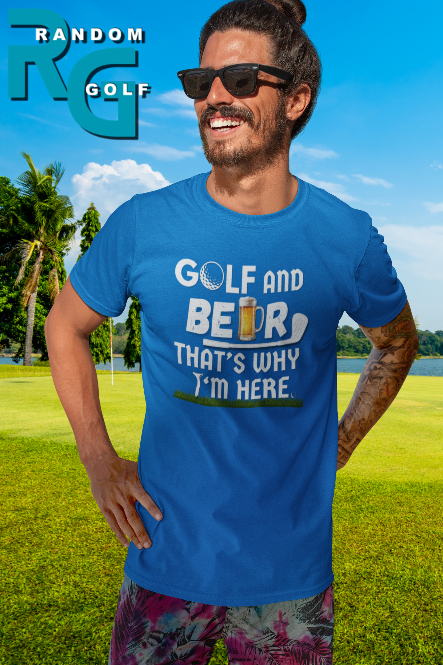 "Golf and Beer. That's Why I'm Here" - T-Shirt (LT)