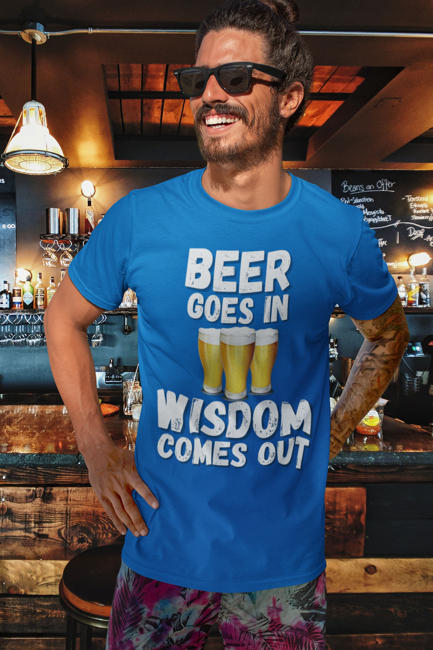"Beer Goes In. Wisdom Comes Out" - T-Shirt (LT)