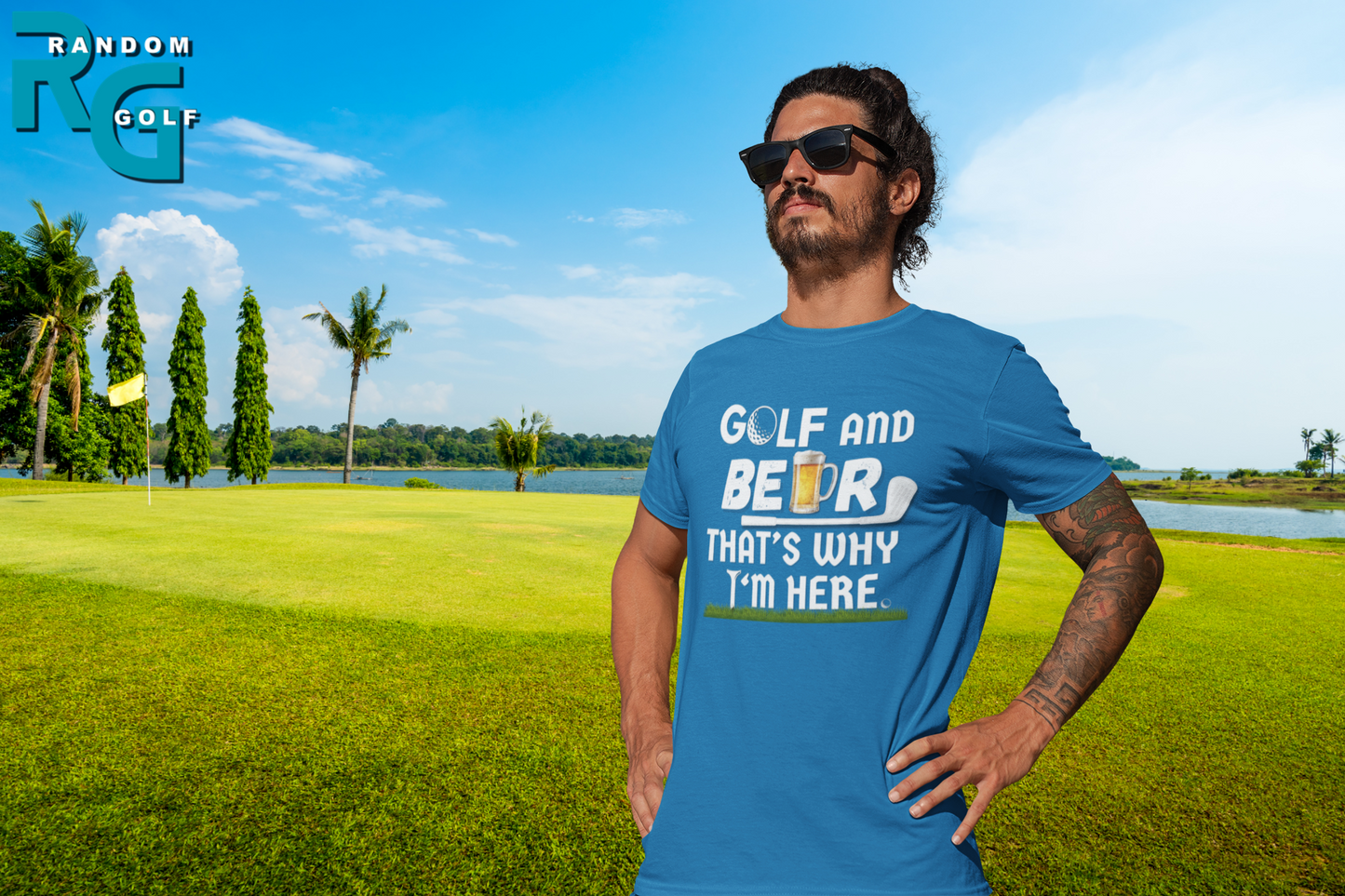 "Golf and Beer. That's Why I'm Here" - T-Shirt (LT)