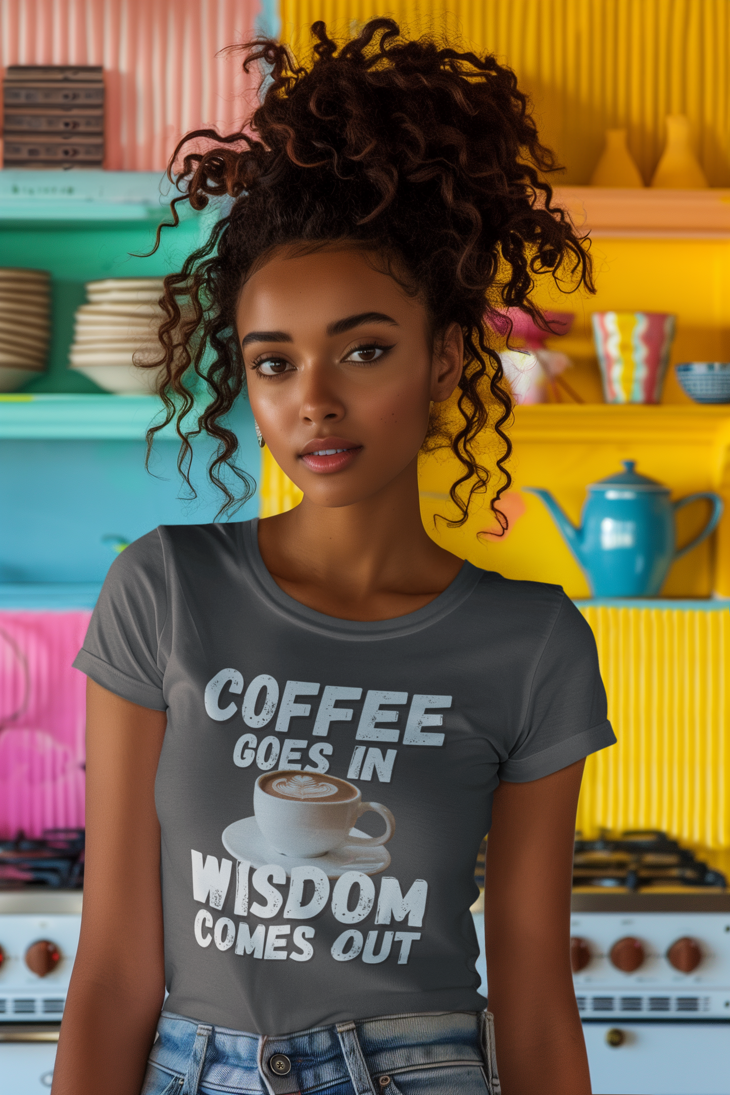 "Coffee Goes In. Wisdom Comes Out" - T-Shirt (LT)