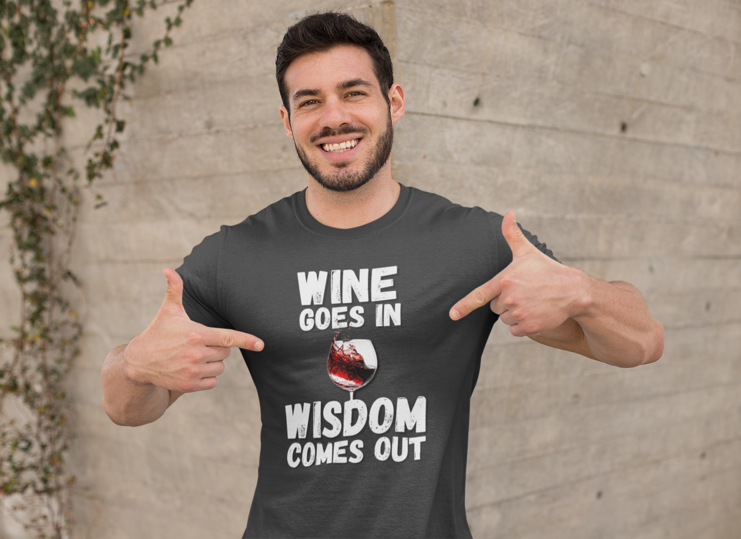 "Wine Goes In. Wisdom Comes Out" - T-Shirt (LT)