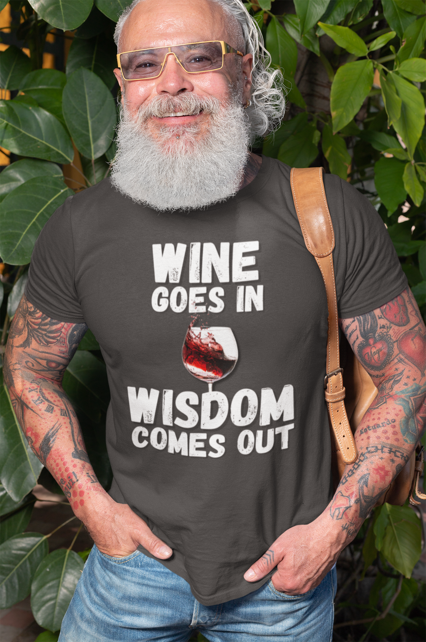 "Wine Goes In. Wisdom Comes Out" - T-Shirt (LT)