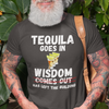 "Tequila Goes In. Wisdom Comes Out/ Has Left The Building" - T-Shirt (LT)