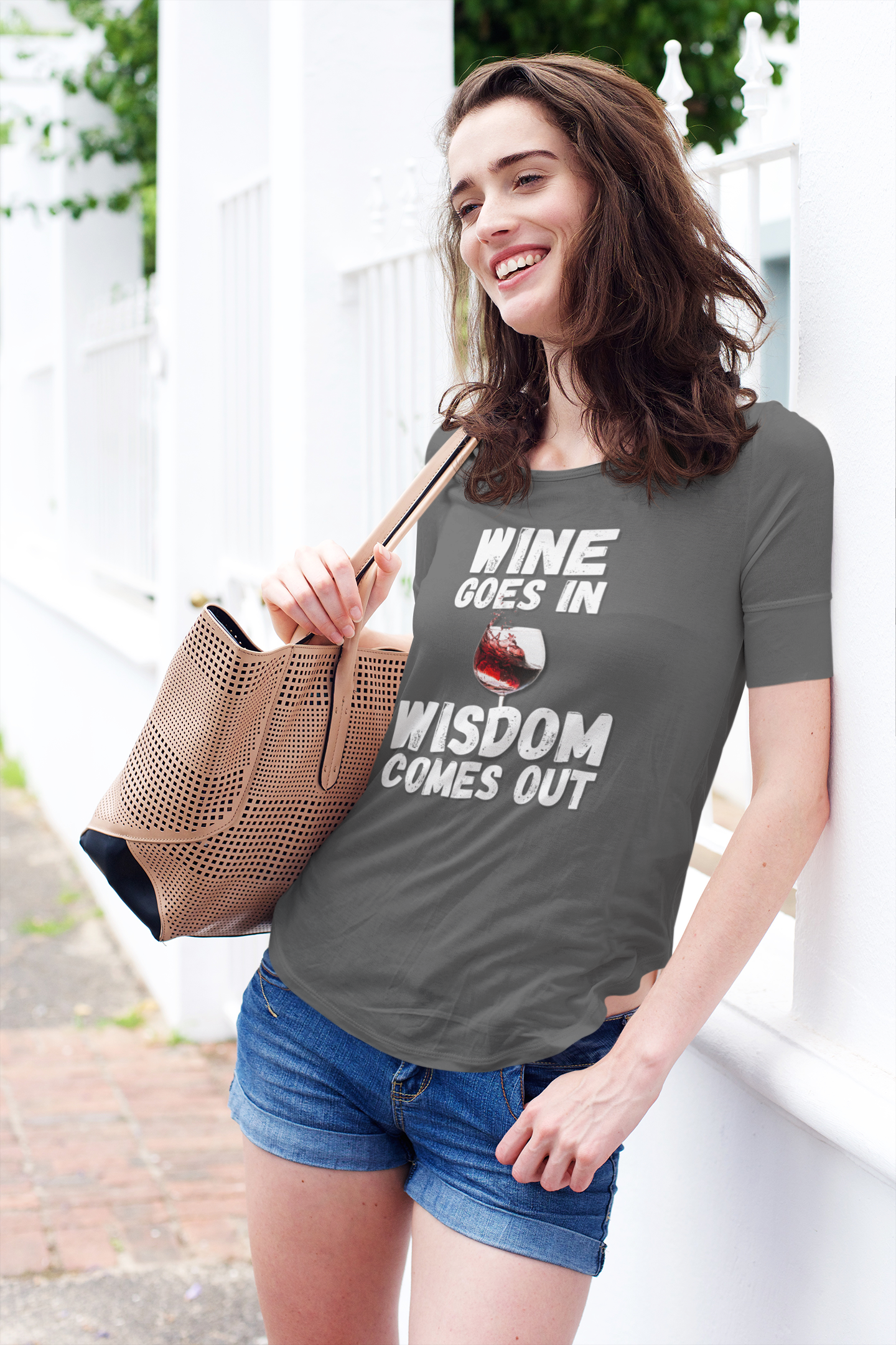 "Wine Goes In. Wisdom Comes Out" - T-Shirt (LT)