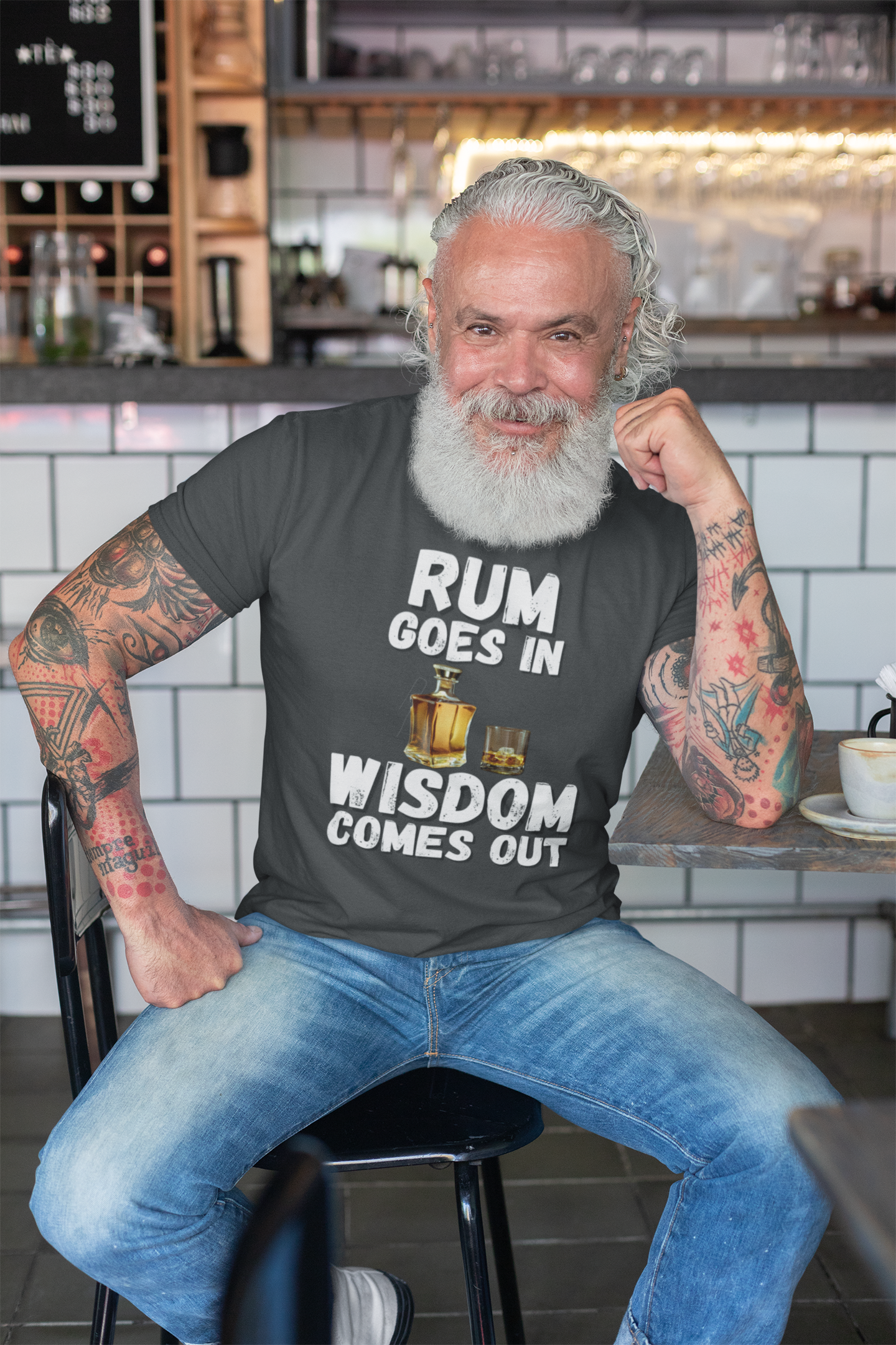 "Rum Goes In. Wisdom Comes Out" - T-Shirt (LT)