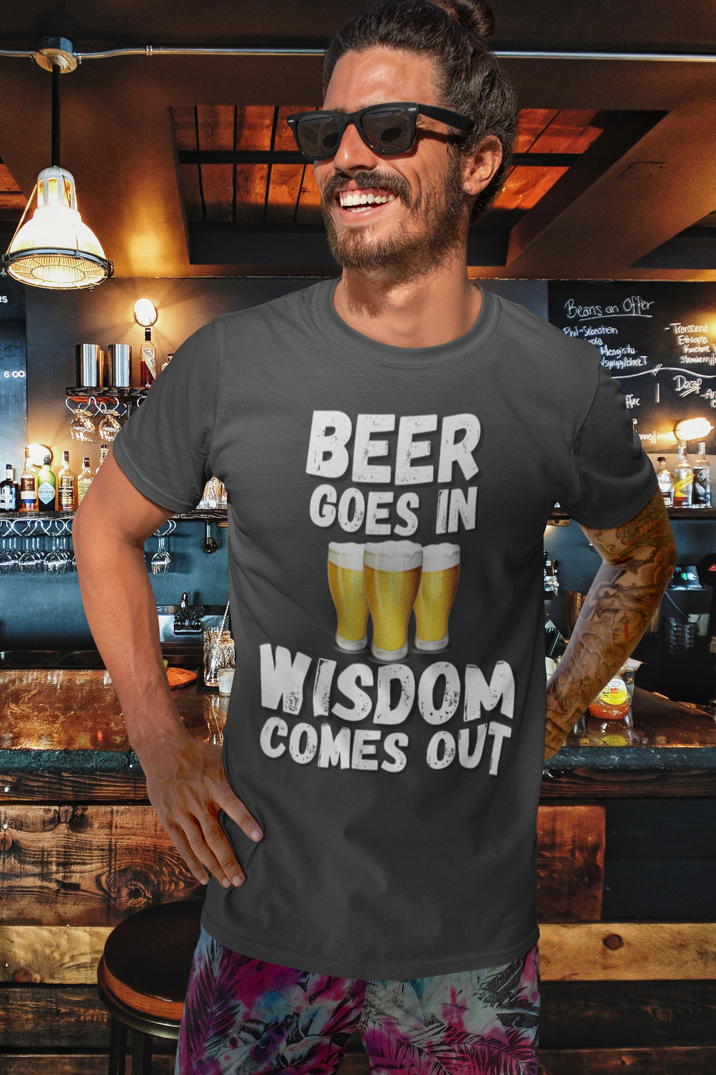 "Beer Goes In. Wisdom Comes Out" - T-Shirt (LT)