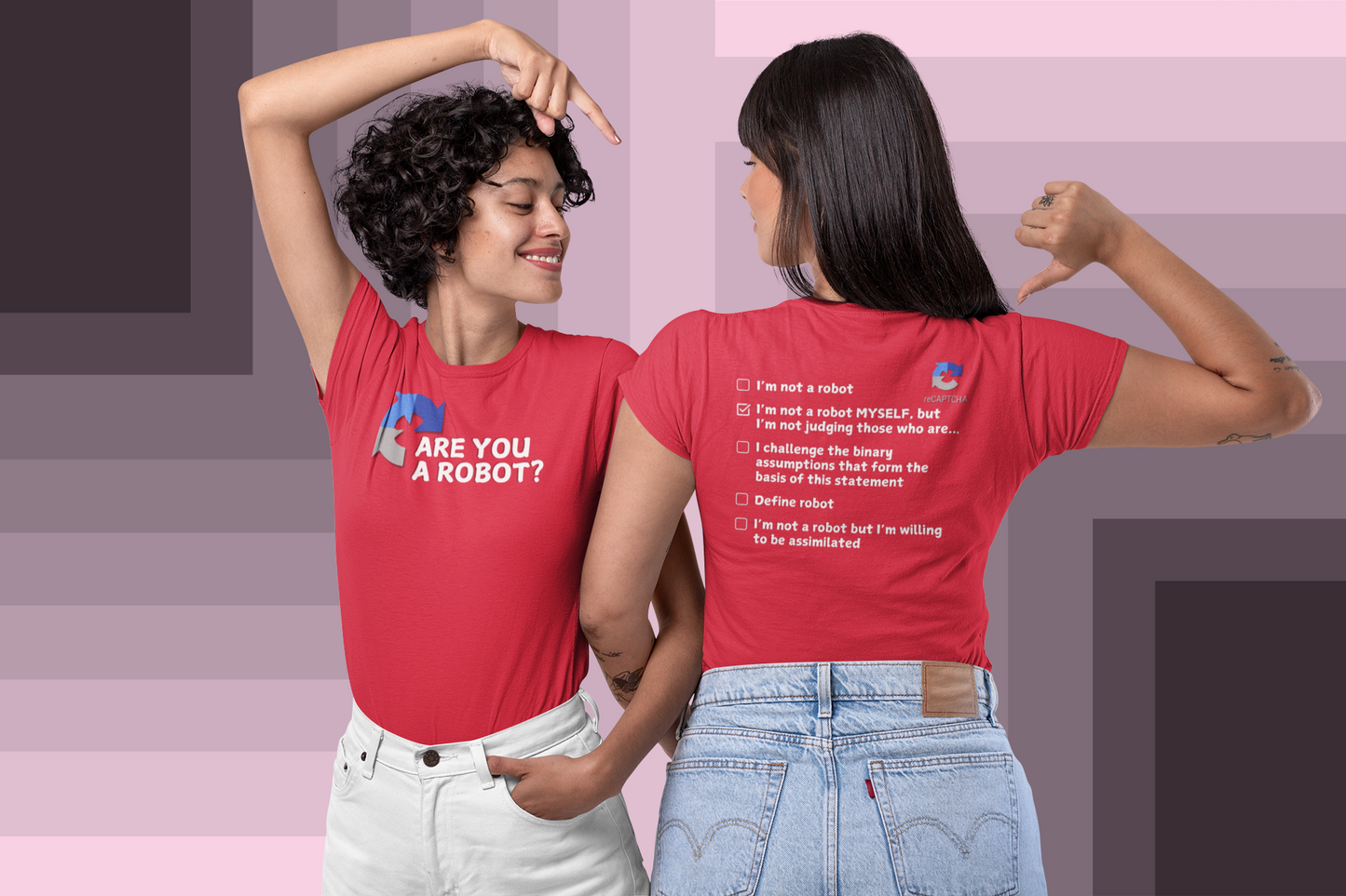 "Are you a Robot?" (Non-Judgemental version) T-Shirt (LT)(Print both sides)