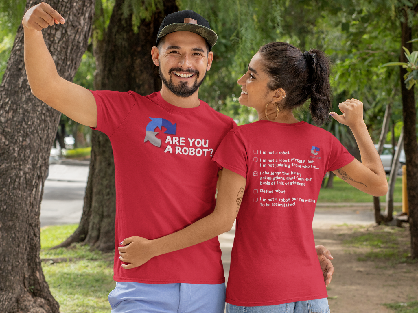 "Are you a Robot?" (Challenge version) T-Shirt (LT)(Print both sides)