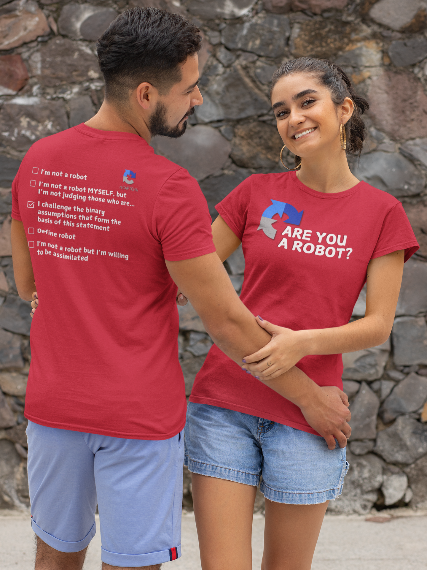 "Are you a Robot?" (Challenge version) T-Shirt (LT)(Print both sides)