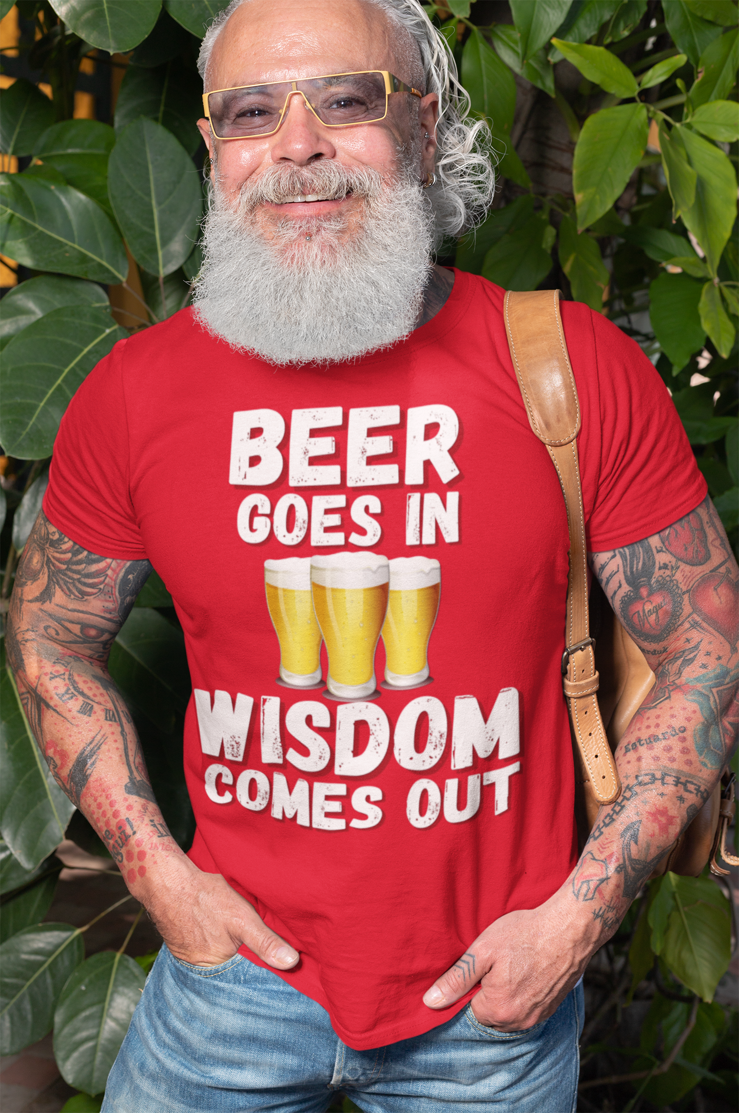 "Beer Goes In. Wisdom Comes Out" - T-Shirt (LT)
