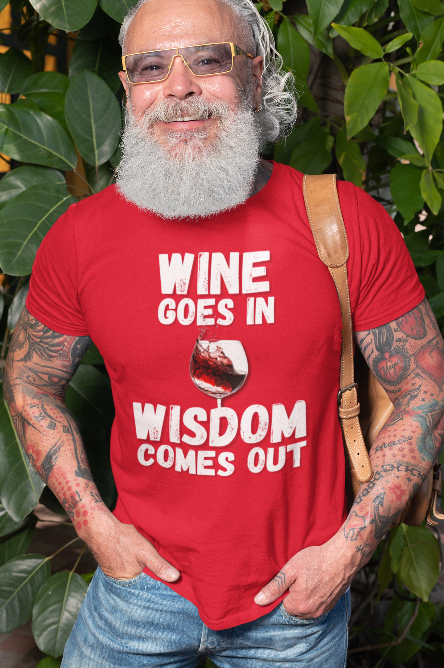 "Wine Goes In. Wisdom Comes Out" - T-Shirt (LT)
