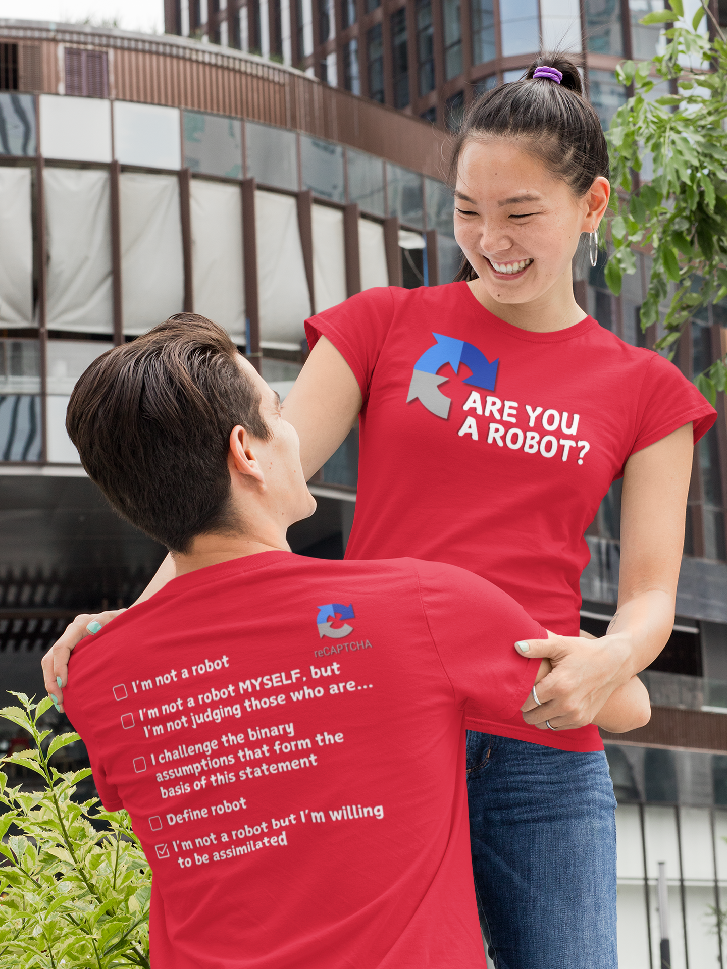 "Are you a Robot?" (Borg Version) T-Shirt (LT)(Print both sides)
