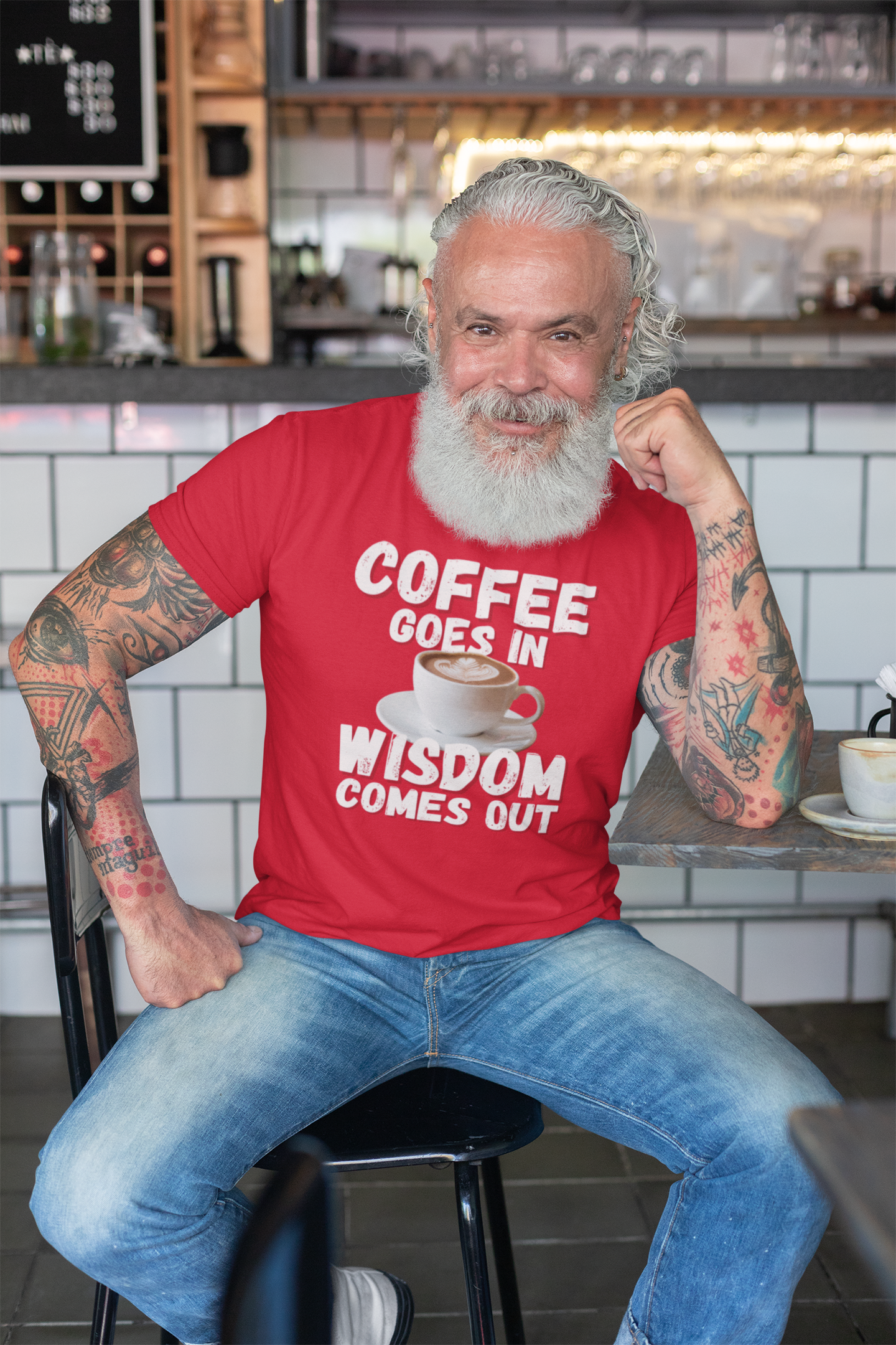 "Coffee Goes In. Wisdom Comes Out" - T-Shirt (LT)