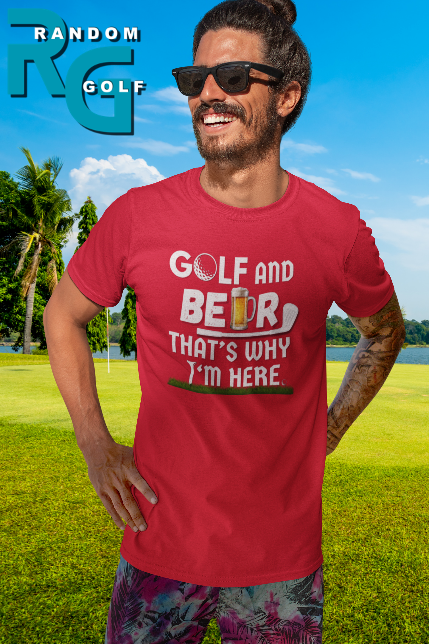 "Golf and Beer. That's Why I'm Here" - T-Shirt (LT)