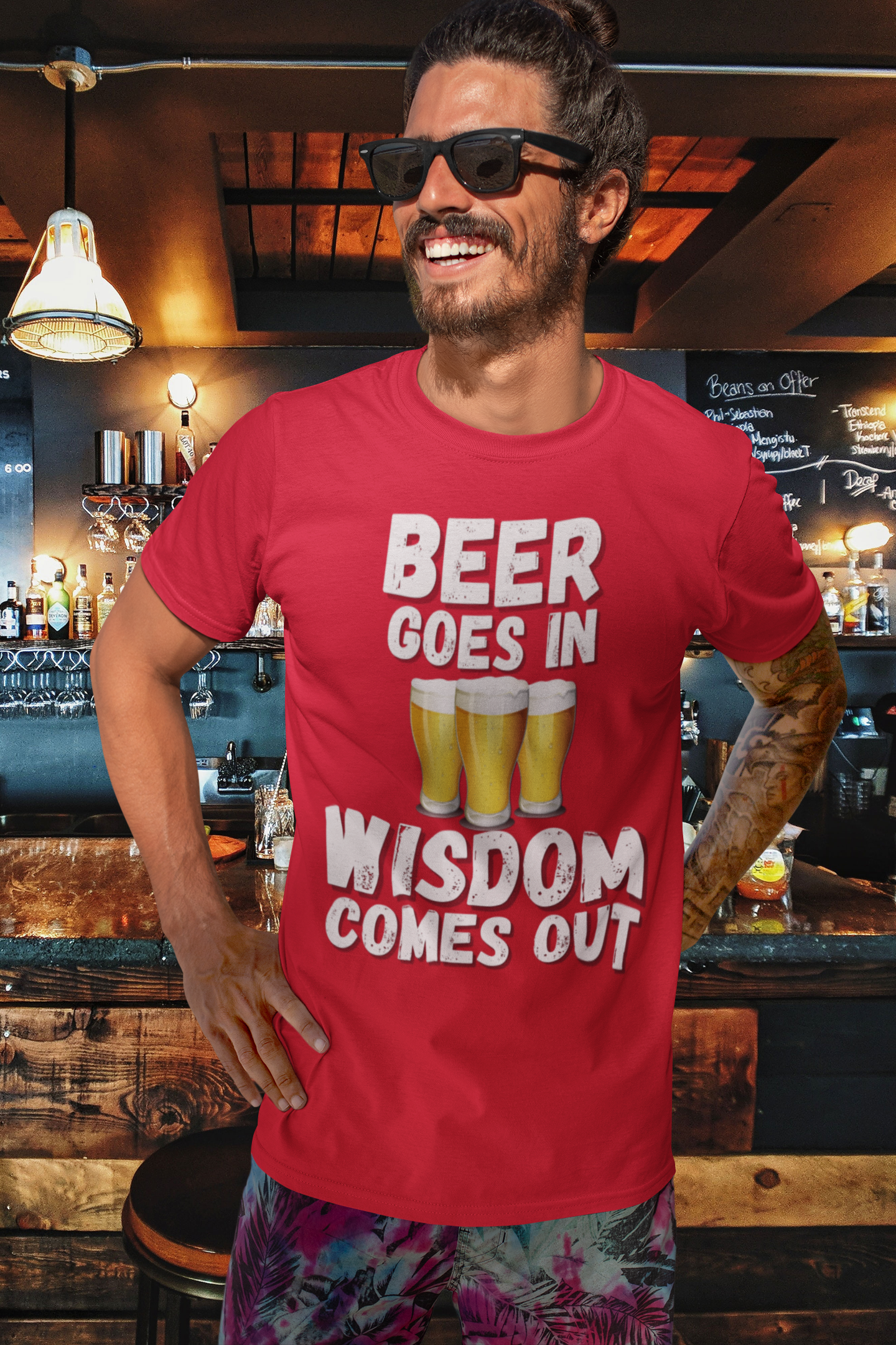 "Beer Goes In. Wisdom Comes Out" - T-Shirt (LT)