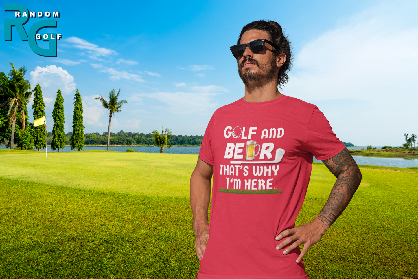 "Golf and Beer. That's Why I'm Here" - T-Shirt (LT)